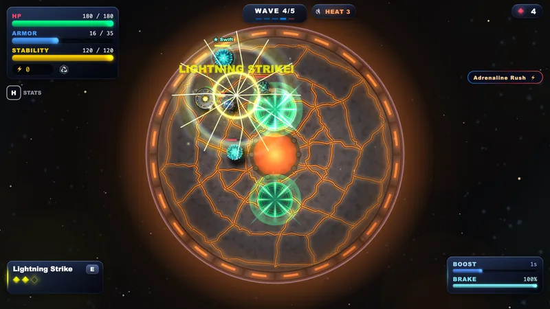 Combat in the magma arena with the full HUD