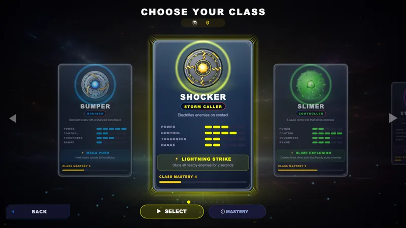 Class selection with spinner stats
