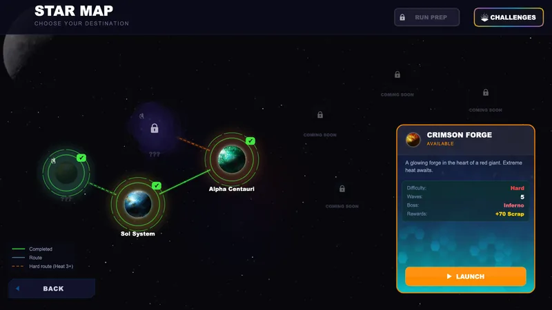 Star map with unlocked systems